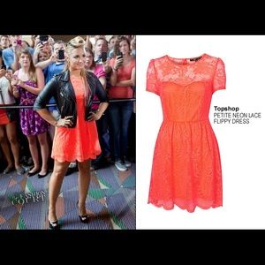 TopShop Petite Neon Lace Flippy Dress